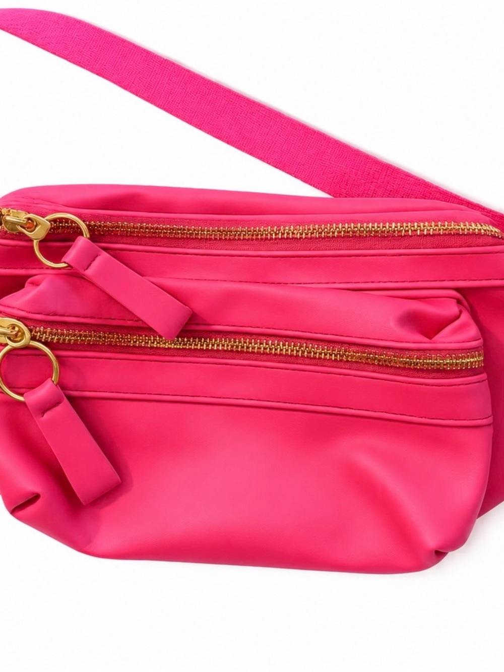 Hot Pink Women's Crossbody Belt Bag with Gold Hardware - Picture 1 of 1